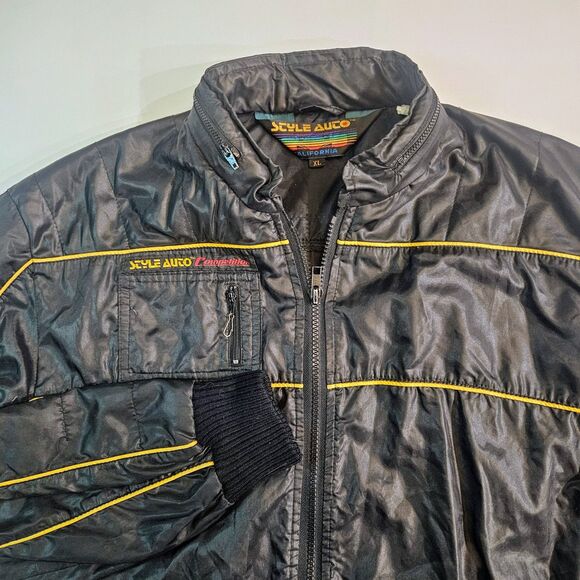 Vintage 70S XL Style Auto Competition Racing Jacket Blank Black Yellow Piping - Picture 1 of 14